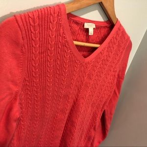 Talbots petite LG coral cables sweater
